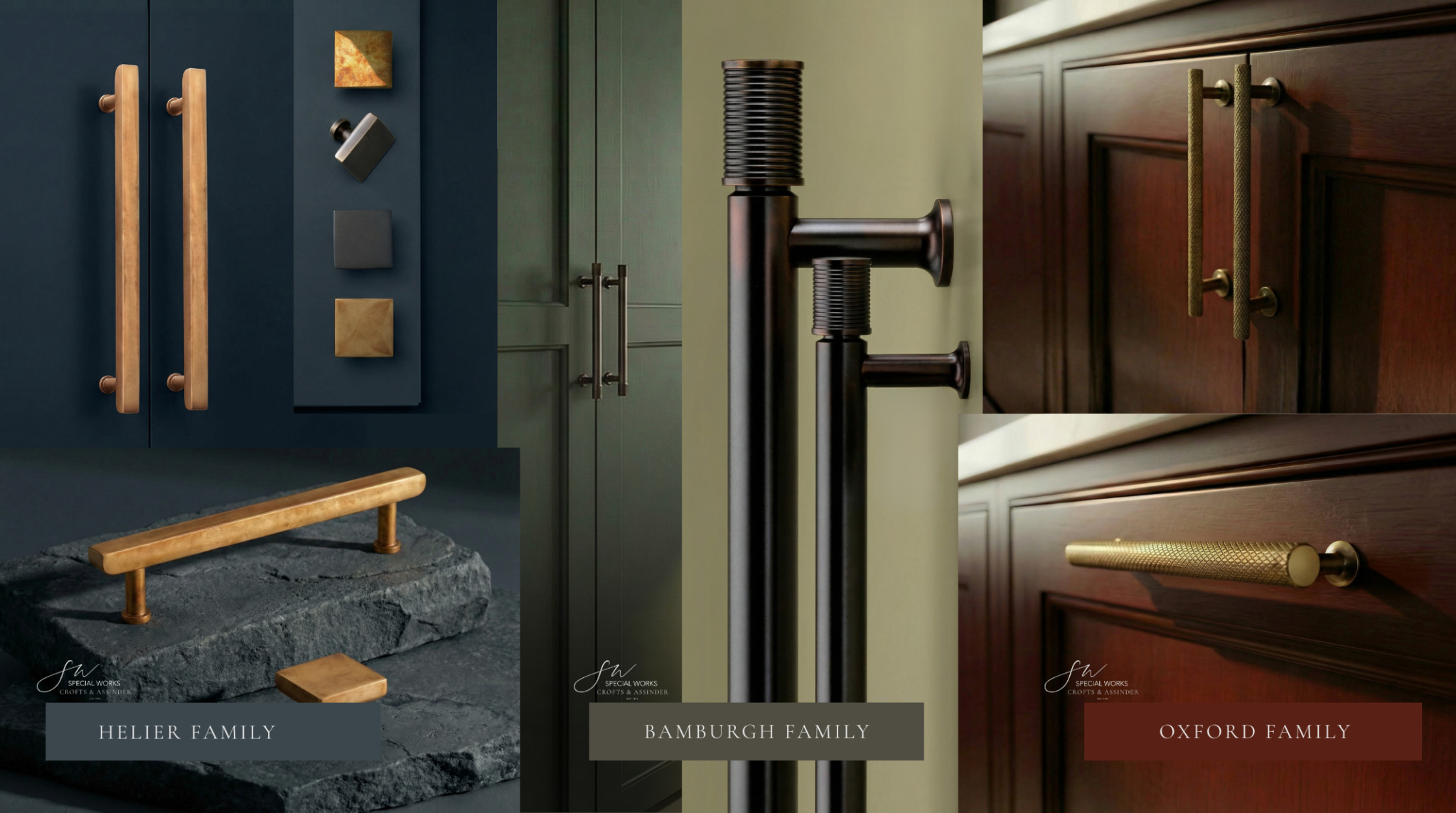 Helier, Bamburgh, and Oxford handle collections by Crofts & Assinder